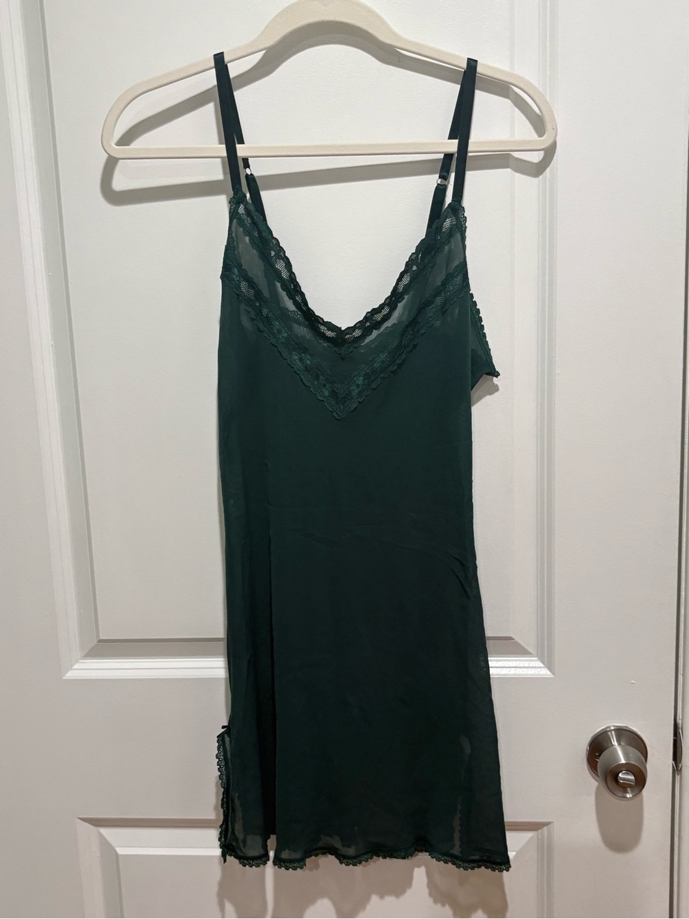 intimissimi Teal Satin Lace-Trim Chemise